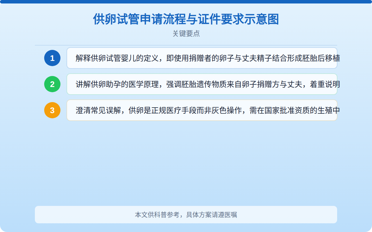 供卵试管申请流程与证件要求示意图