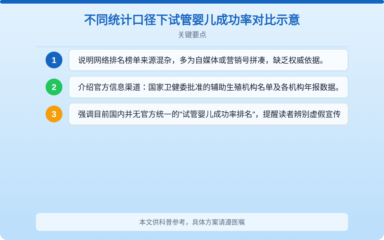 不同统计口径下试管婴儿成功率对比示意
