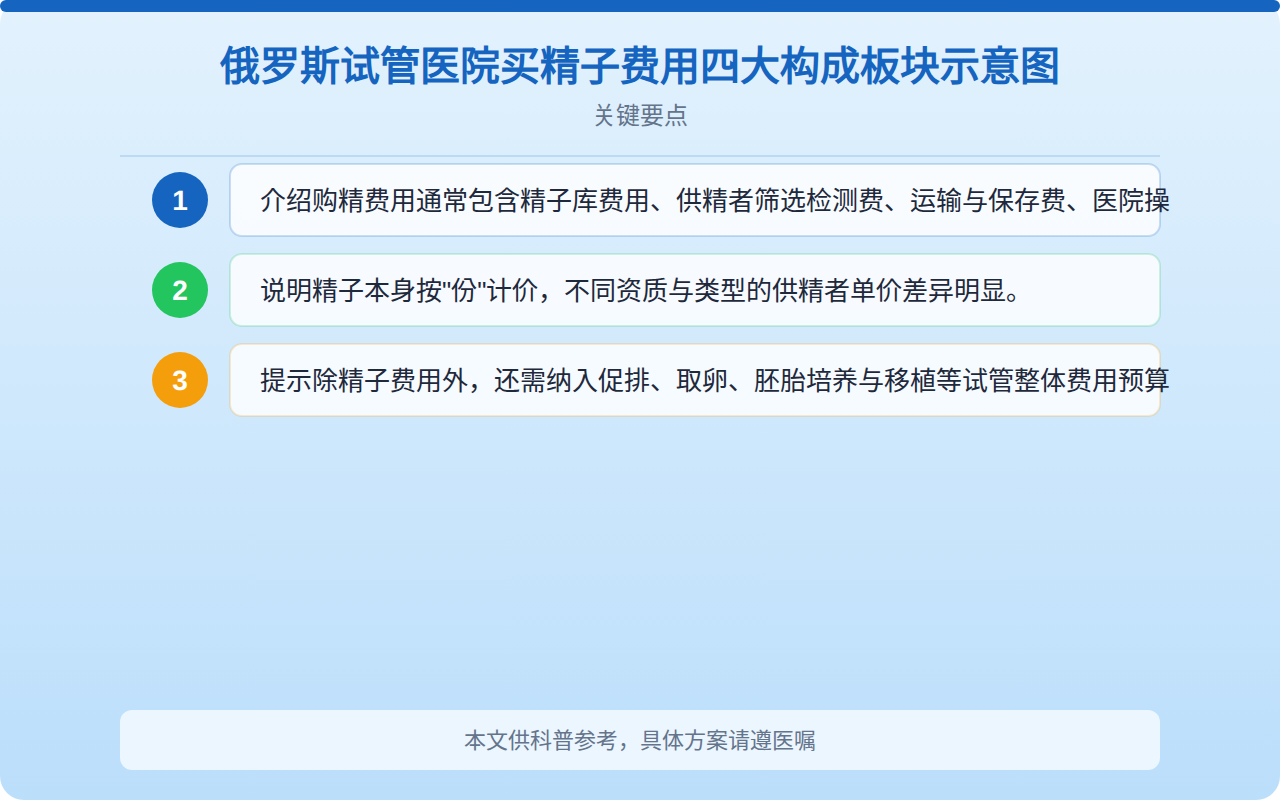 俄罗斯试管医院买精子费用四大构成板块示意图