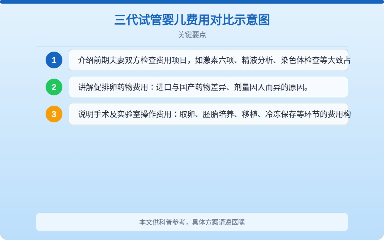 三代试管婴儿费用对比示意图