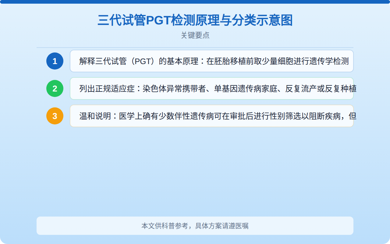 三代试管PGT检测原理与分类示意图