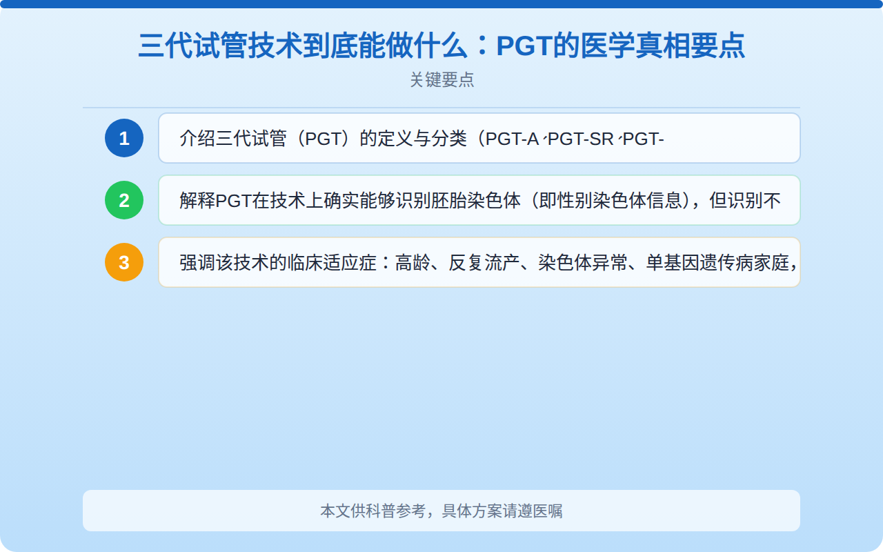 三代试管技术到底能做什么:PGT的医学真相要点