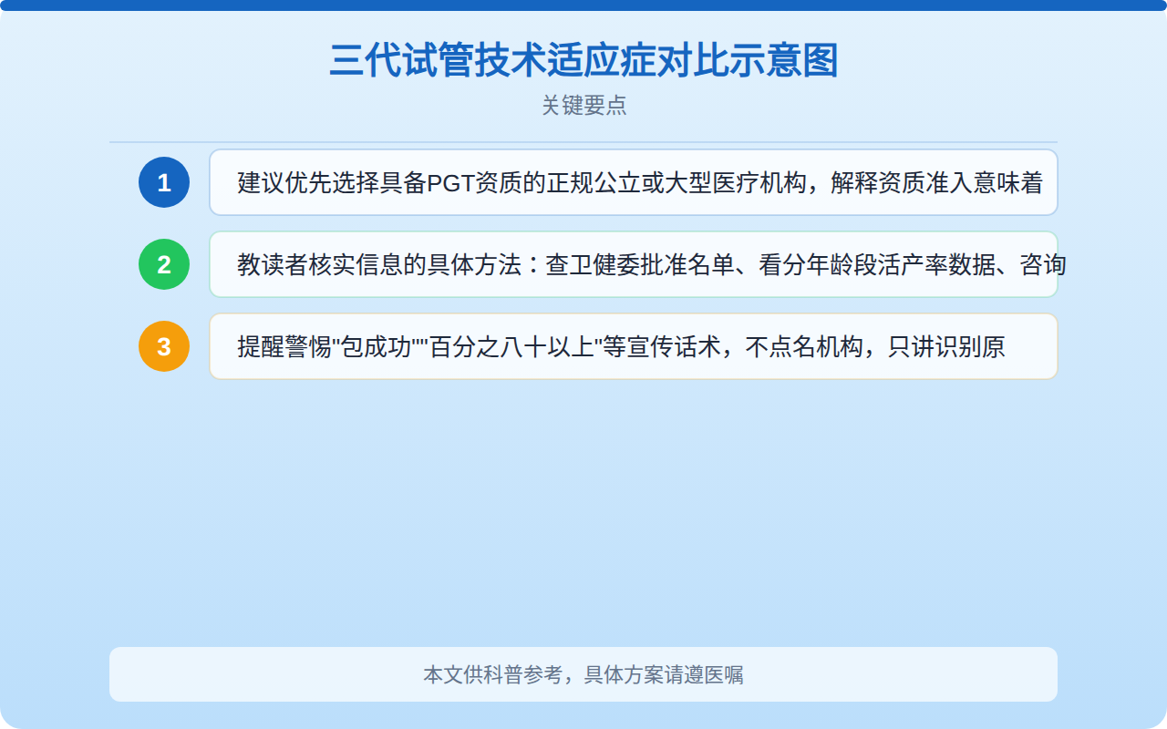 三代试管技术适应症对比示意图