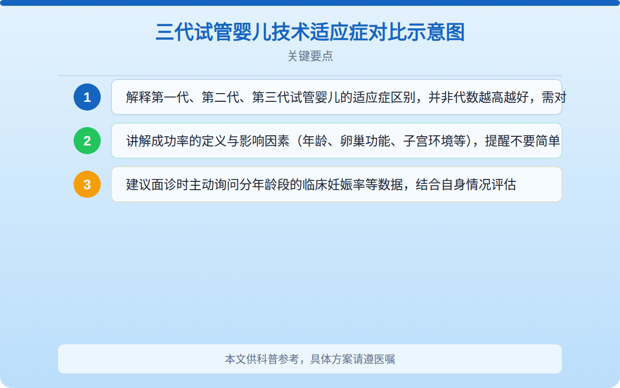三代试管婴儿技术适应症对比示意图