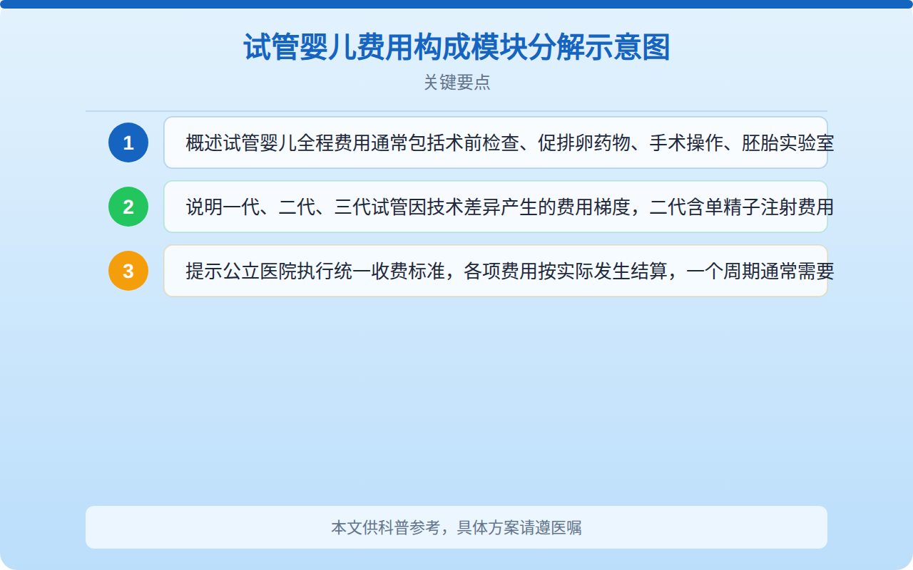 试管婴儿费用构成模块分解示意图