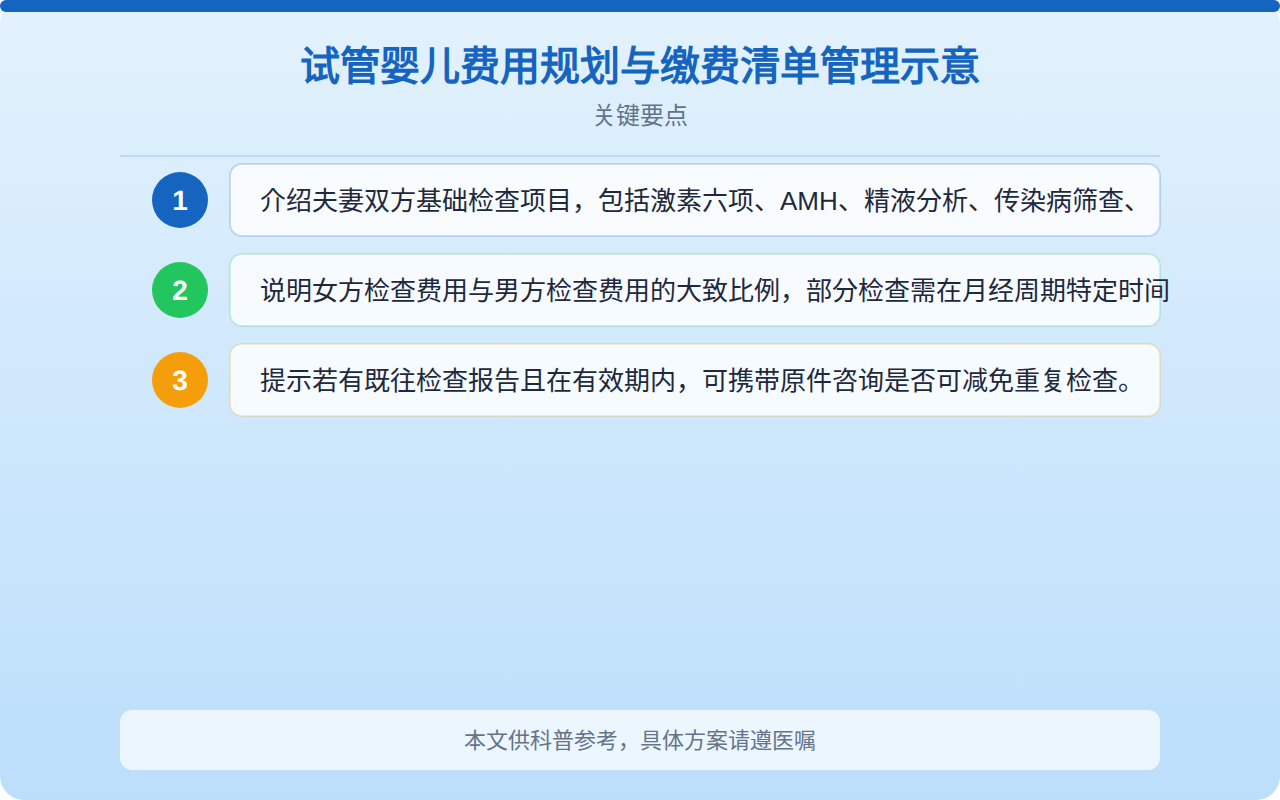 试管婴儿费用规划与缴费清单管理示意