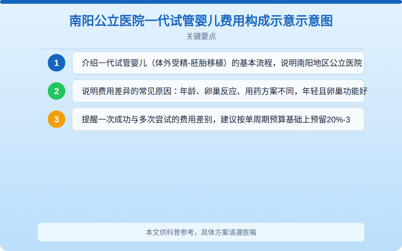 南阳公立医院一代试管婴儿费用构成占比示意图