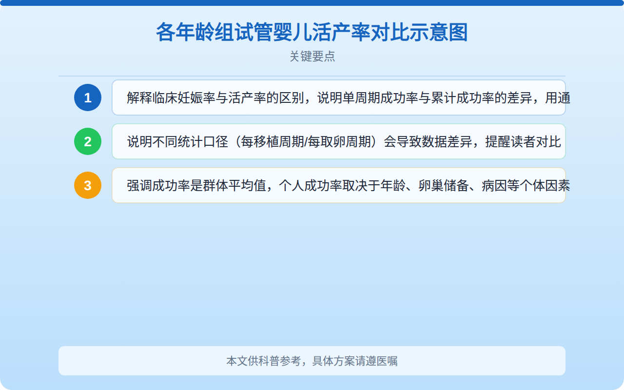 各年龄组试管婴儿活产率对比示意图