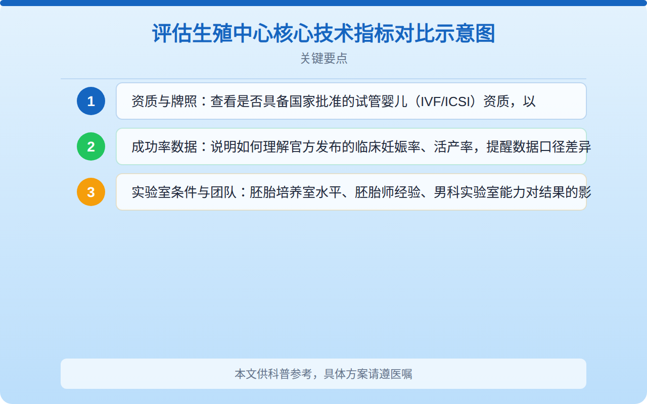 评估生殖中心核心技术指标对比示意图