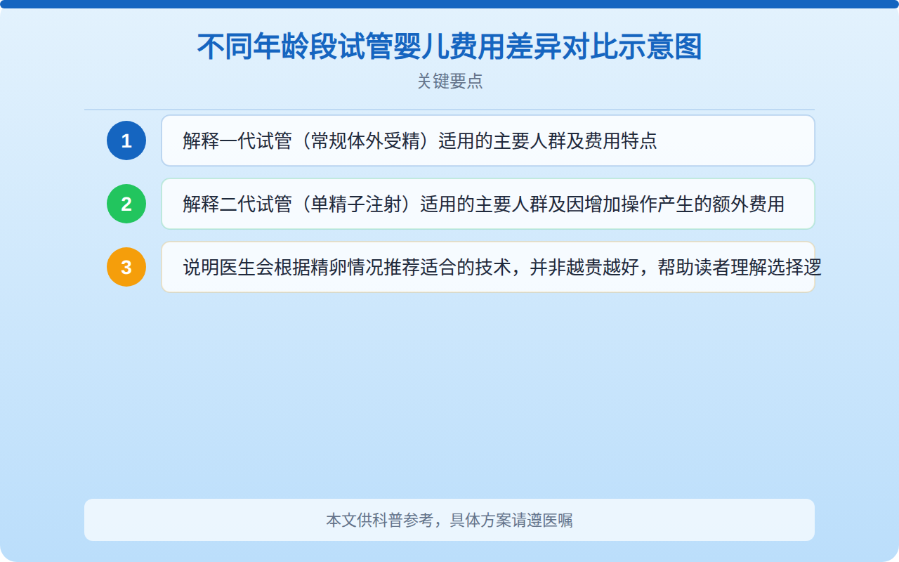 不同年龄段试管婴儿费用差异对比示意图